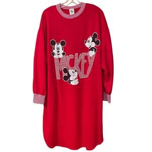Vintage Mickey & Co Sweatshirt Dress Red Disney Oversized Mickey 90s